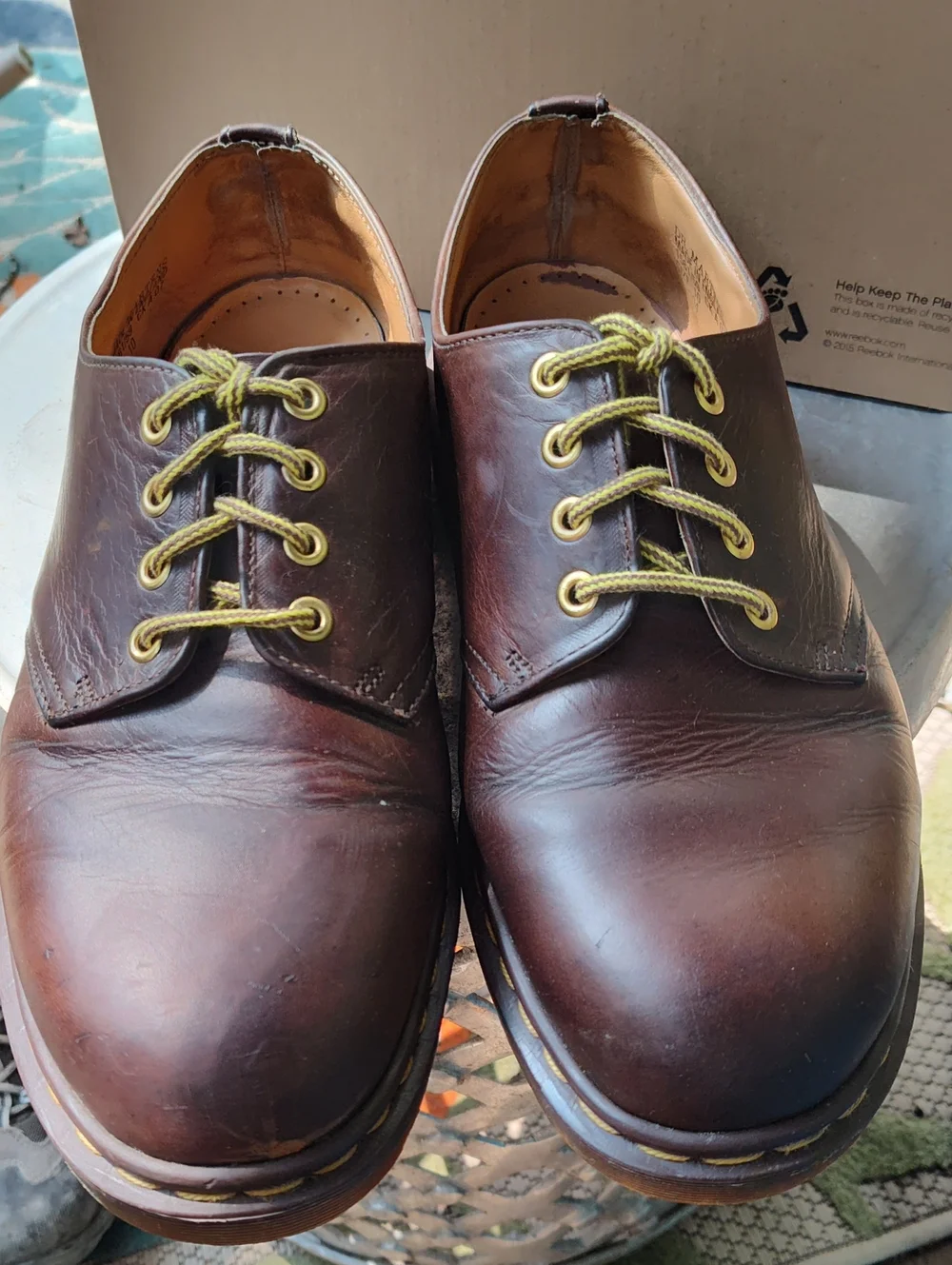 DR. MARTENS Brown Crazy Horse Leather OXFORDS, Men's 10, Air Cushion Soles